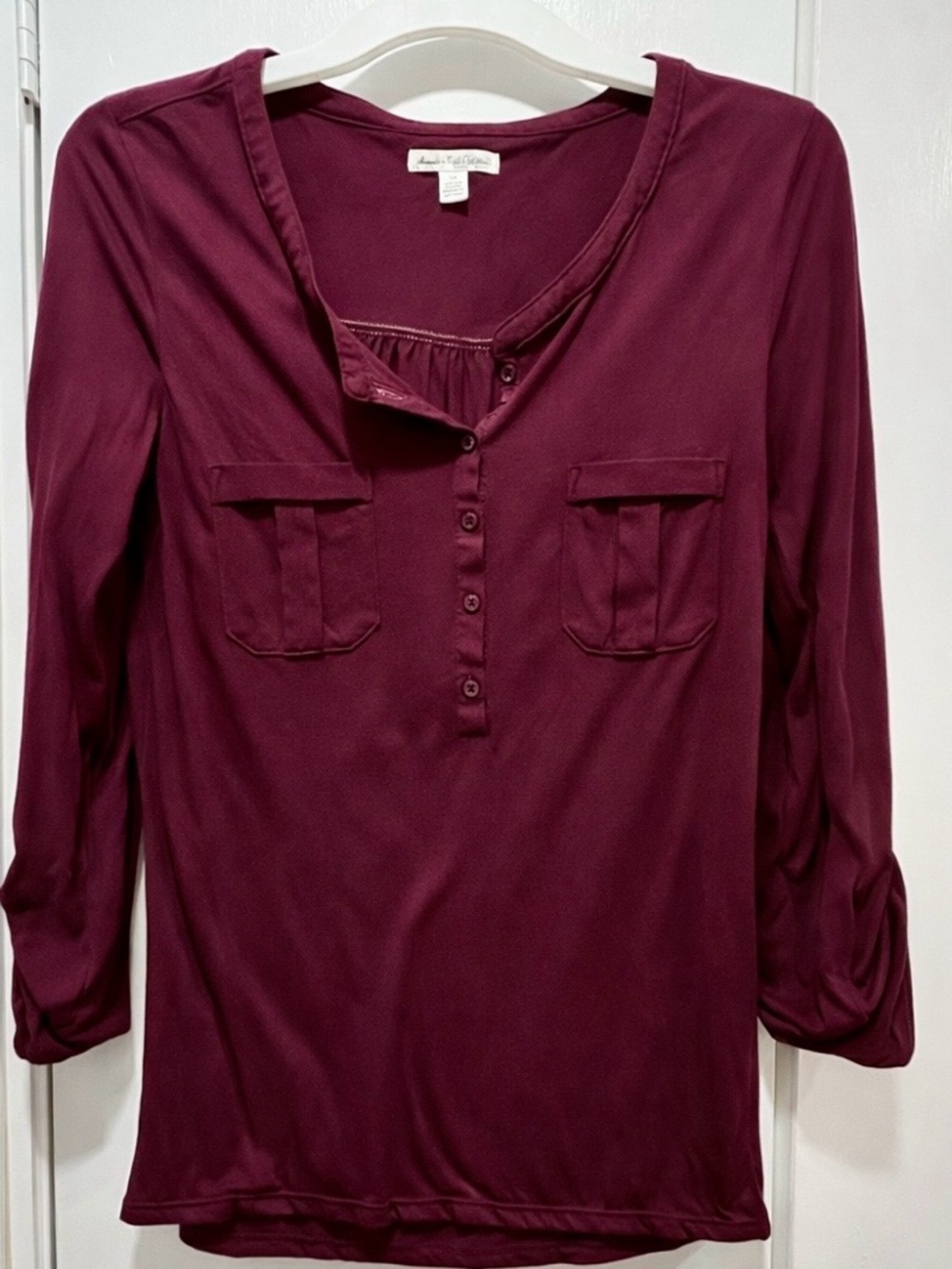 American Eagle Outfitters Burgundy Blouse | Long Sleeve Button Front | Size S/P